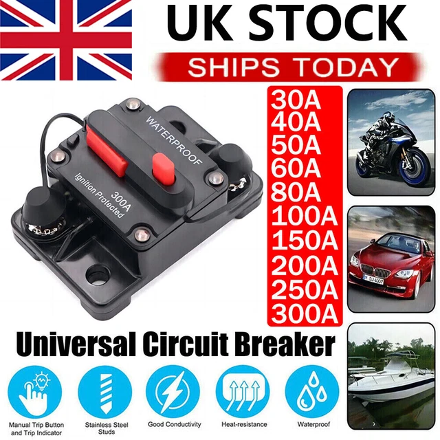 Waterproof Car Circuit Breaker Fuse Reset 30-300A AMP 12V-48V DC Car Boat IP67 - 50A main image 1