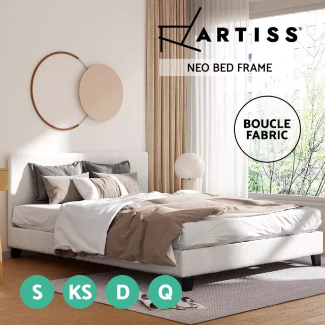 Artiss Bed Frame Queen Double King Single Size Base Boucle Fabric Platform