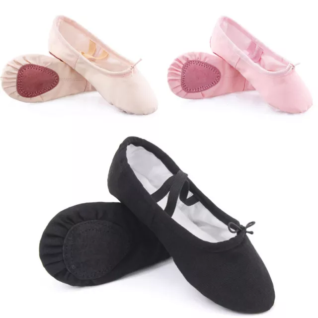 2024 Au Stock Child To Adult Ballet Jazz Dance Canvas Shoes Leather Split Sole