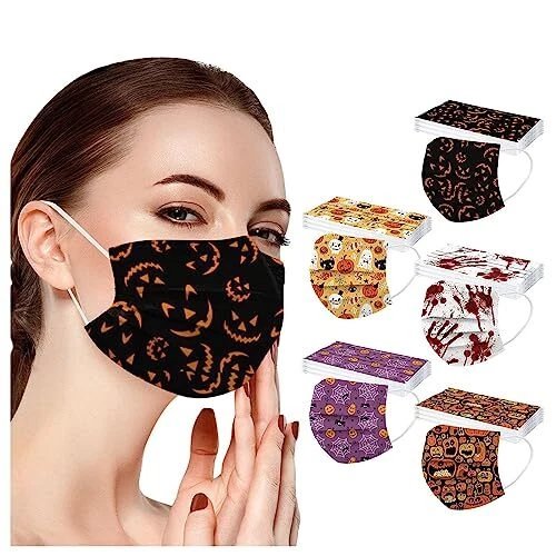 Fall Halloween Disposable Printed Face_Masks with Designs for #Halloween 1