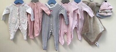 Baby Girls Bundle Of Sleep Suits Age 0-3 Months M&S Miniclub Mothercare