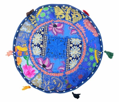 Etnico Arredo Pouf Marocchino Puf Marocco in Vera Pelle Orientale Poggiapiedi B5 