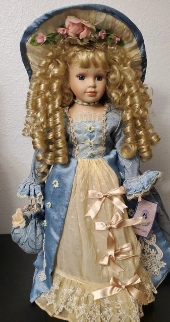 Vintage Goldenvale Collection 1-2000 Porcelain Doll Blonde Hair 16” Ruby