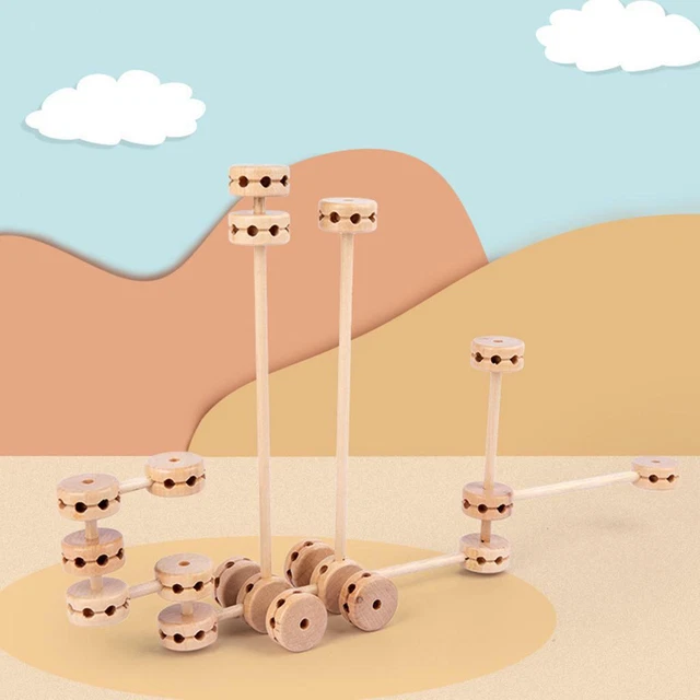 60pcs Fort Kit de Construction Bois Construction Châteaux Maison Jouets 4