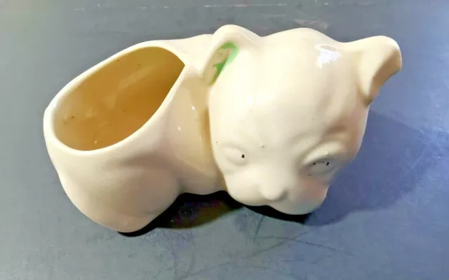Vintage Bulldog Dog Planter Ceramic Small Figurine Art Pottery