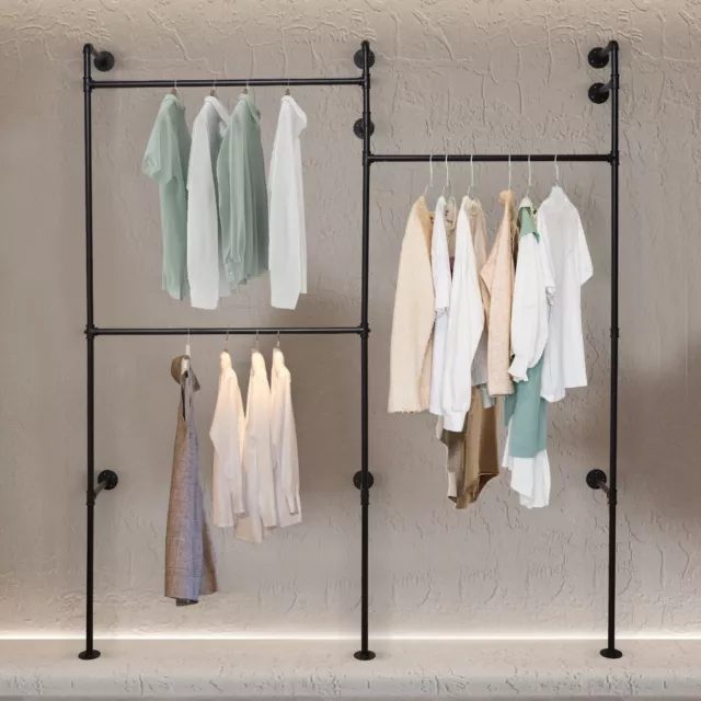 Wall Mounted Industrial Pipe Clothing Rack Garment Rack Pipeline Clothes Rack