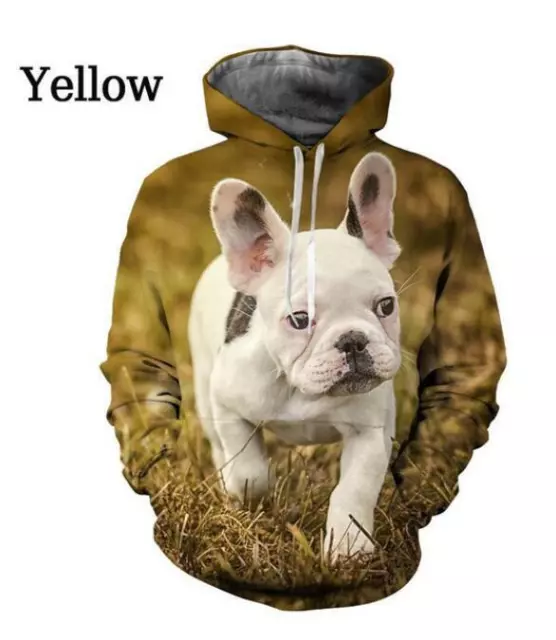 Bulldog 3d Hooded Fashion Funny Cute Animal Dog Print Men Hoodie Long Sleeve