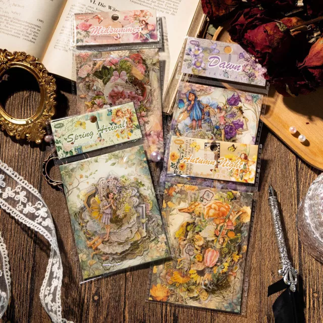 30 Fantasy Flower Fairy PET Stickers Journal Card Diary Diy Collage Scrapbooking