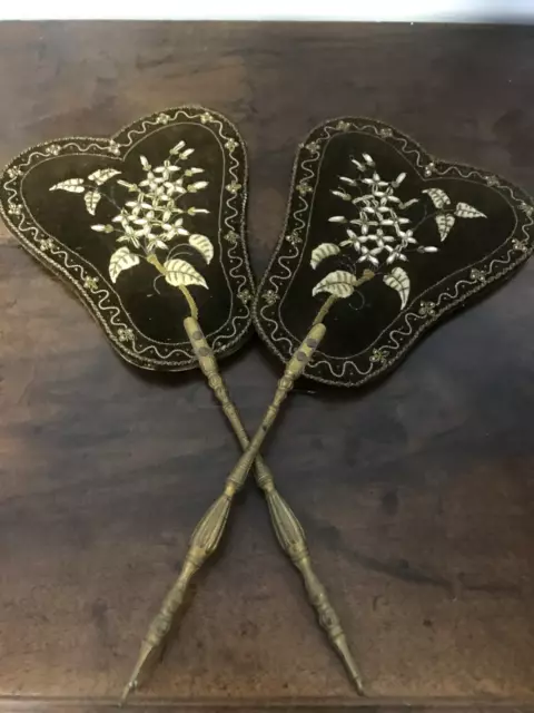 Trés Belle Et Ancienne Paire D'écrans Ou Éventails Époque 19 Éme