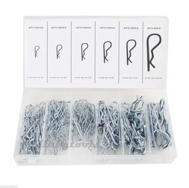 NEW 150pc INDUSTRIAL R PIN MECHANICAL HITCH HAIR PIN TRACTOR CLIP ASSORTMENT