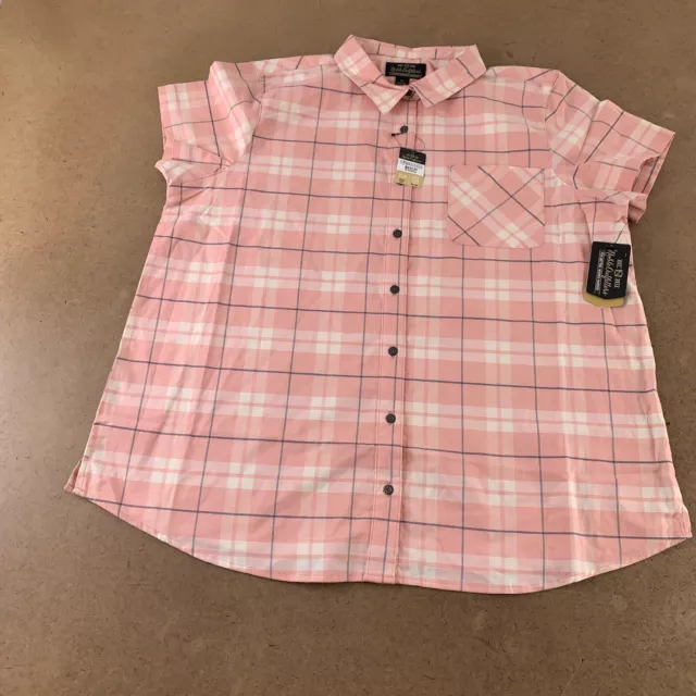 Noble Outfitters Women's Size XXL Blush Plaid Short Sleeve Everyday Shirt NWT