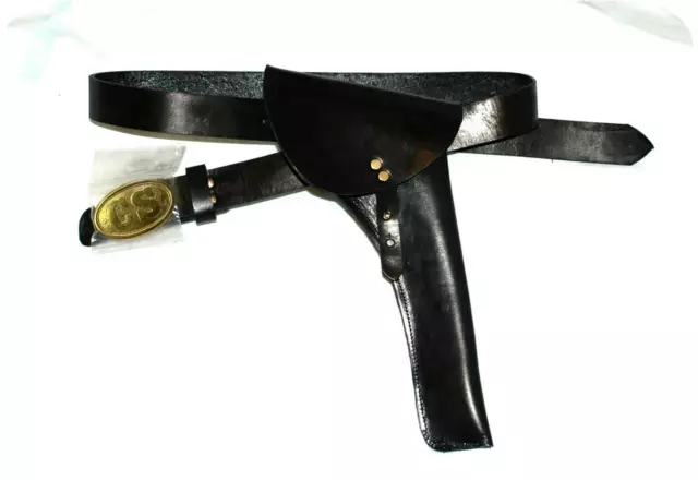 C.S Civil War Cavalry Leather CS Waist Belt With Leather Holster Right Hand Draw