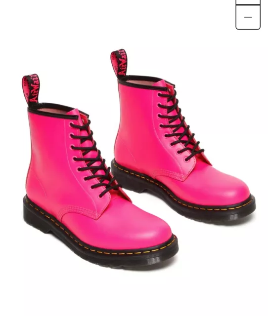 Womens Dr Doc Martens 1460 Smooth Leather Lace-up Boots Hot Pink Size 7