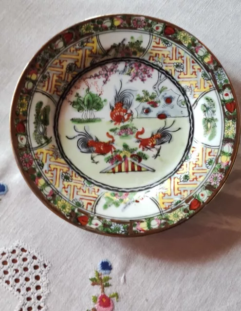 Assiette Ancienne Chinoise Porcelaine Décor À La Main Diam18 cm