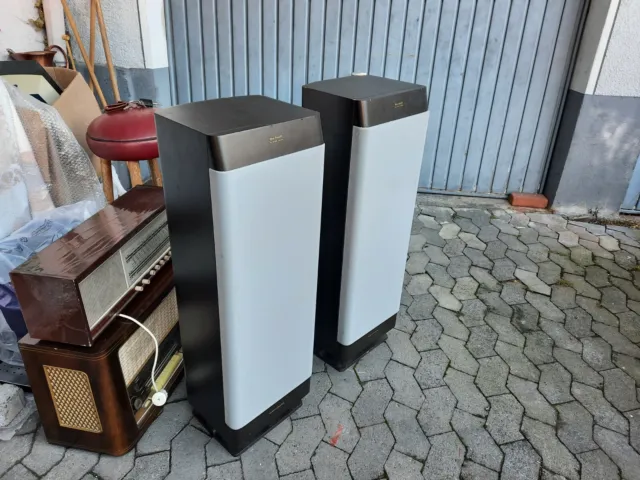 Paar Grundig HIFI BOX SM 3000, Lautsprecher mit Fußständer, VINTAGE