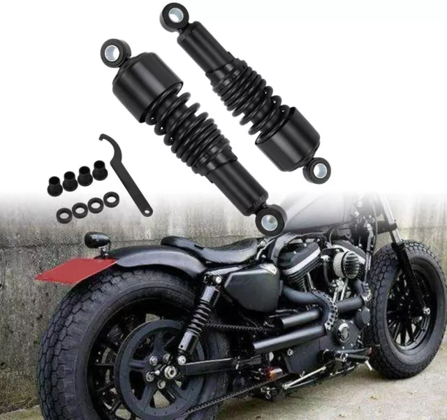 ✅Fit For Harley Davidson Sportster 883 1200 Pair 10.5'' 267mm Black Rear Shocks