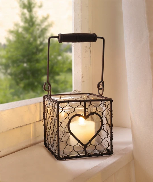 Salvare Set 2x Draht-Windlicht " Cuore " Candela Bagliore Luce Trend Simil
