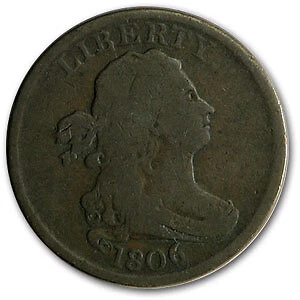 1806 Half Cent Small 6 No w/Stems VG - SKU#32731