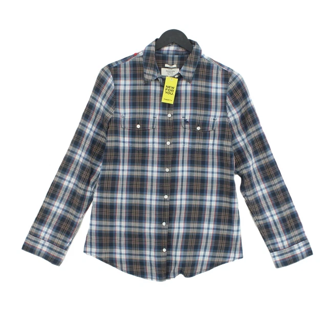 Abercrombie Vintage Camicia Uomo M Blu a Scacchi 100% Cotone Base