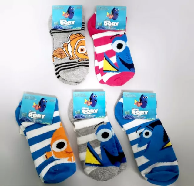 NEW Disney Pixar Finding Dory Unisex Kids' Socks Set (5 Pairs) Sock Size: 4-6