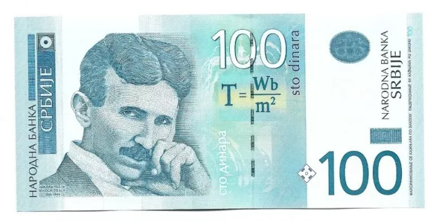 Serbien / Serbia - BANKNOTEN  100 Dinara  Nikola Tesla 2013  P-57  UNC