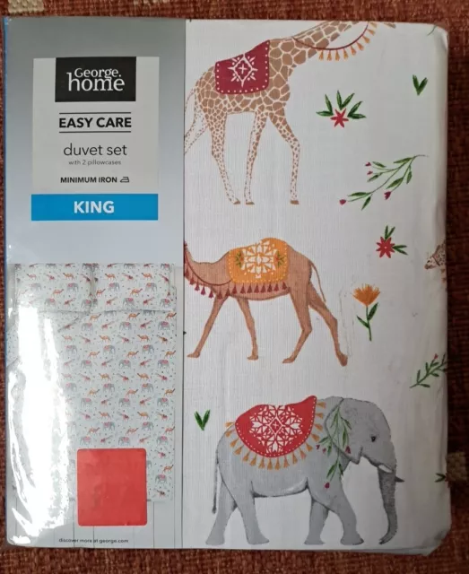 asda George king size duvet set Elephant, Giraffe And Camel Brand New
