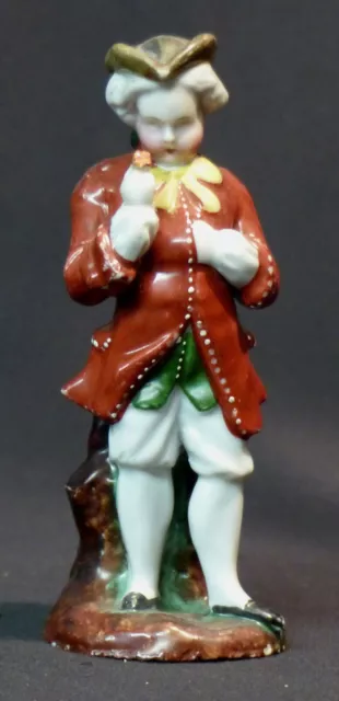 AA 19èm figurine statuette 12cm150g porcelaine de saxe galant fleur Meissen rare