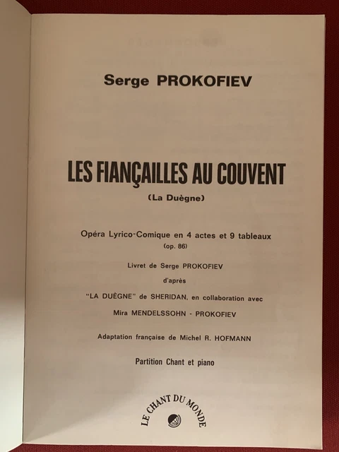 Partition opéra Prokofiev Les fiançailles au couvent (piano-chant russe français 2