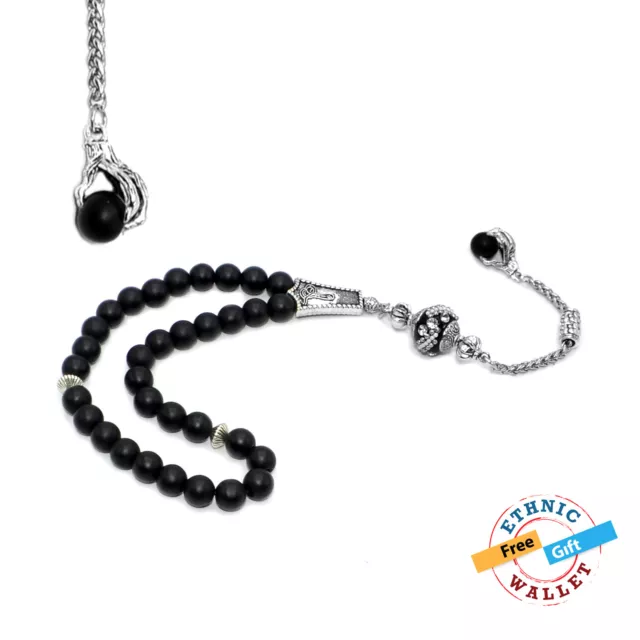 Eagle Claw Series (8 mm-33 Beads) Black Matte Onyx Prayer Beads-Tesbih-Tasbih