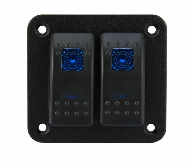 2 Gang Toggle Rocker Switch Panel Blue LED On Off Switch pour voiture 4x4...