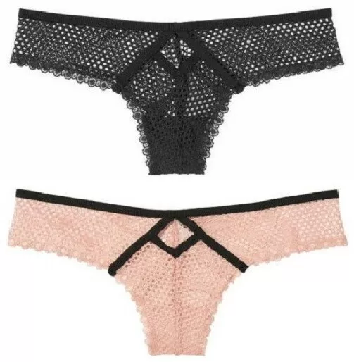 Victorias Secret Very Sexy Cheeky Fishnet Panty Black Pink Xs S M L Xl Nwt