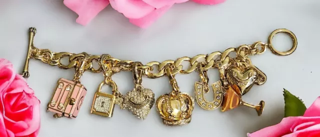 Vintage Juicy Couture Charm Bracelet w/ 7 Charms (NOT Prefixed) Retired Charms