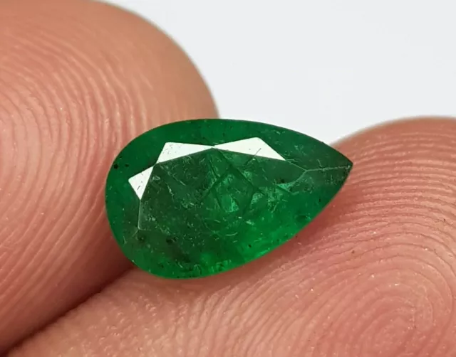 1.47 Ct Émeraude Naturelle Poire Zambienne Coupée Pierre Précieuse En Vrac...