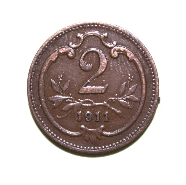 S9 - Austria 2 Heller 1911 Extremely Fine Bronze Coin