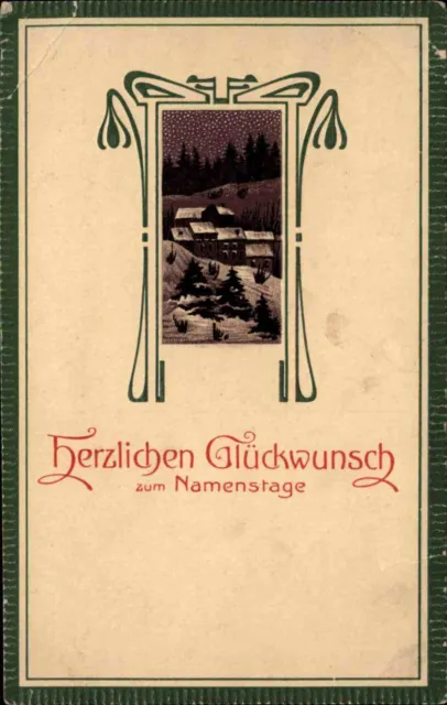 1909 Stempel DÜREN auf Prägekarte Glückwunsch Zum Namenstag; gelaufen nach Laer