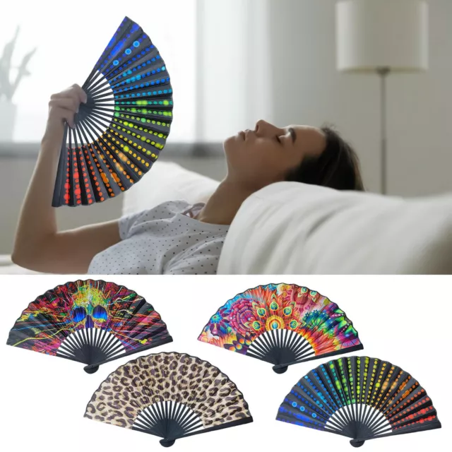 Large Rave Festival Folding Hand Fan for Women/Men, Chinease/Japanese Bamboo Fan