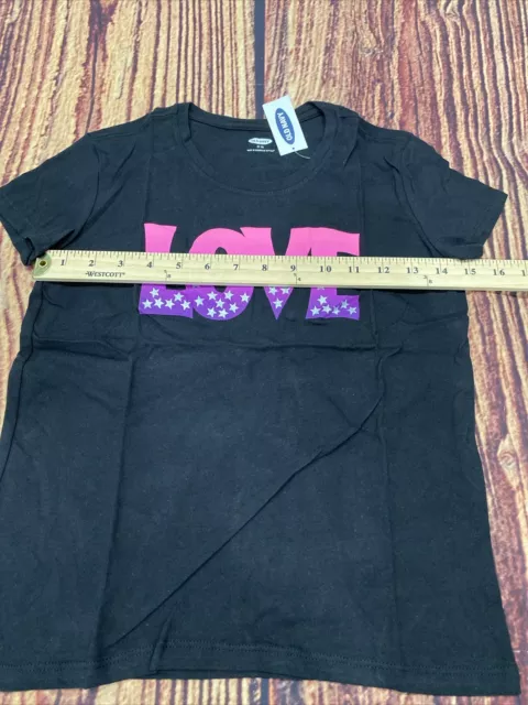 NWT Old Navy Soft Washed LOVE Graphic Black Short Sleeve Tee Shirt Girls M (8) 3