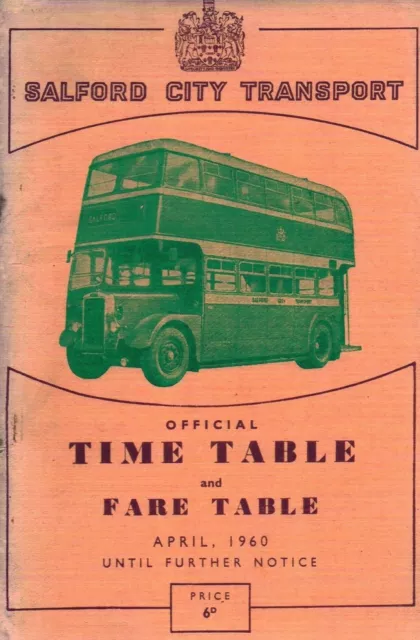 Salford City Transport official Bus & Coach Timetable April 1960