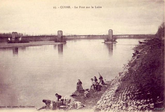 France Cosne Le Pont Sur La Loire Women Doing Laundry On Bank Of River