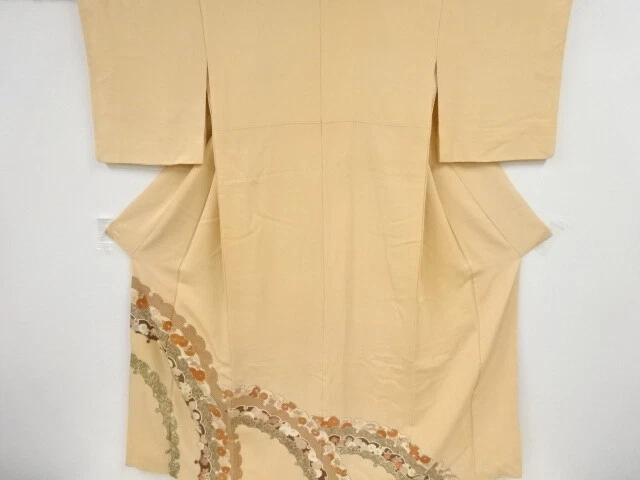 84100# Japanese Kimono / Antique Kimono / Embroidery / Pine & Kiku With Ume