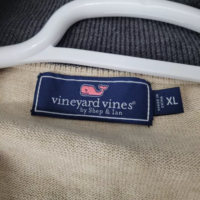 VINEYARD VINES | Men's 100% Cotton Mock Neck 1/4 Zip Sweater Beige | XL ...