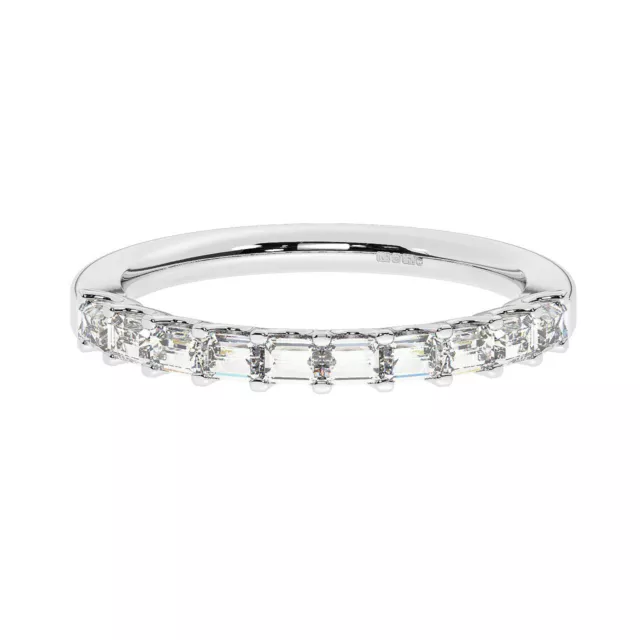 2.6 MM, Prong Set Baguette Cut Diamond Half Eternity Ring in 9K White Gold 2