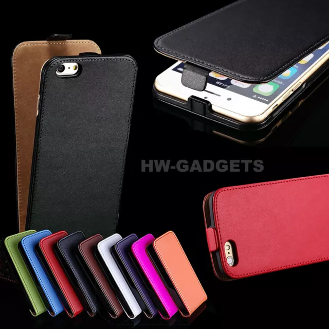 Genuine Real Leather Ultra Slim Flip Case Cover for iPhone 8