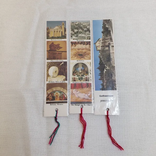 Vintage Jerusalem Bookmarks, Israel Flowers of the Holy Land, Old City, LOT of 3