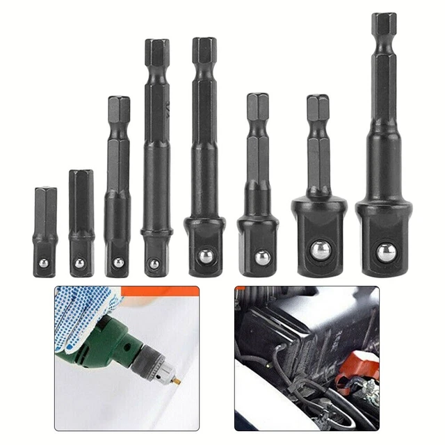 Adaptateur Prise Perceuse 1/4" Hexagonale Vers Douille - Acier Chrome Vanadium, Neuf