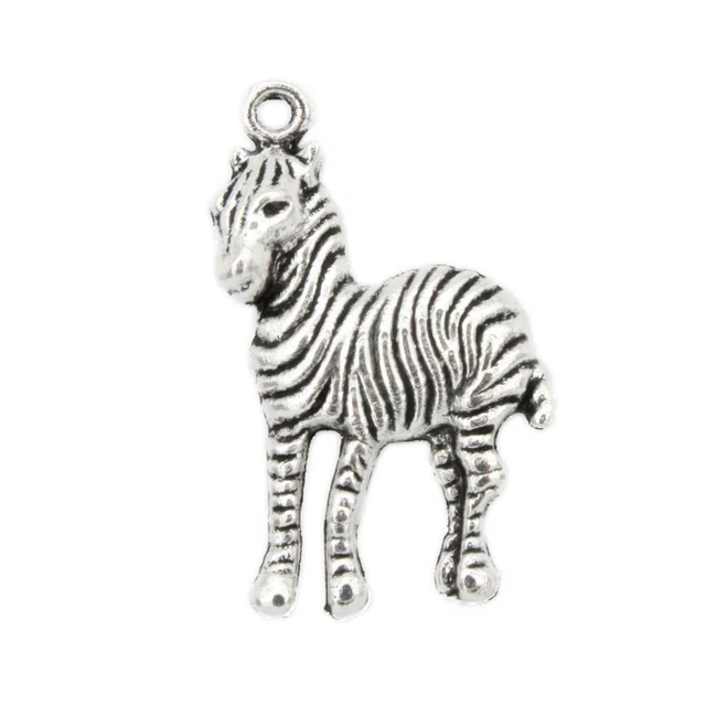 20 Stück Silber Zebra Tier Anhänger Perle 3x2cm Herstellung von Bulk Schmuck