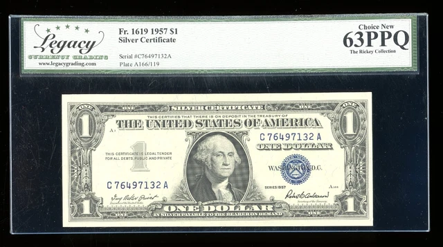 DBR 1957 Silver Fr. 1619 CA Block Legacy 63 PPQ Serial C76497132A