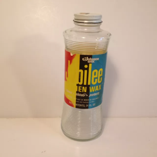 Vintage Glass Bottle of Jubilee Kitchen Wax Johnson Wax