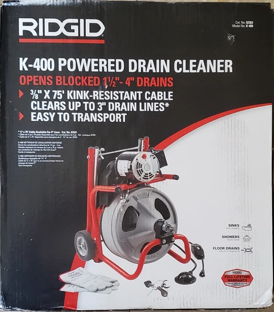 New Ridgid 52363 K-400-T3 Drain Cleaner Drum Machine w/C-31 3/8" x 50ft Cable