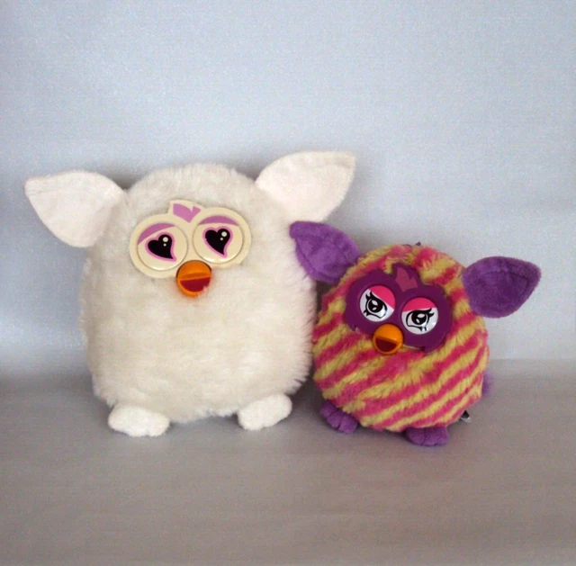 2 X FURBY Famosa Official Soft Toy. Large White 8.5" 2013 & Candy ...